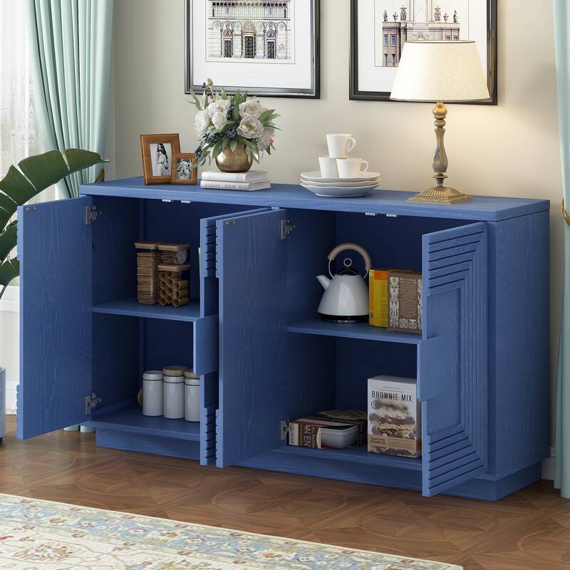 Carved Buffet Storage Cabinet Sideboard with Adjustable Shelve, Vintage TV Cabinet Entryway Floor Cabinet Cupboard Console Table