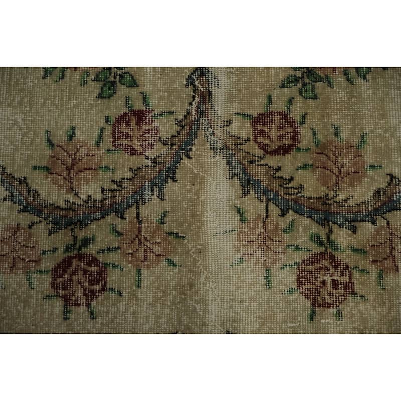 Hand Knotted Oriental 100% Wool Carpet Transitional Floral Beige & Ivories Anatolian Area Rug - 6' 10'' X 3' 9''