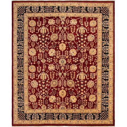 ECARPETGALLERY Hand-knotted Chobi Finest Dark Red Wool Rug - 12'1 x 14'8