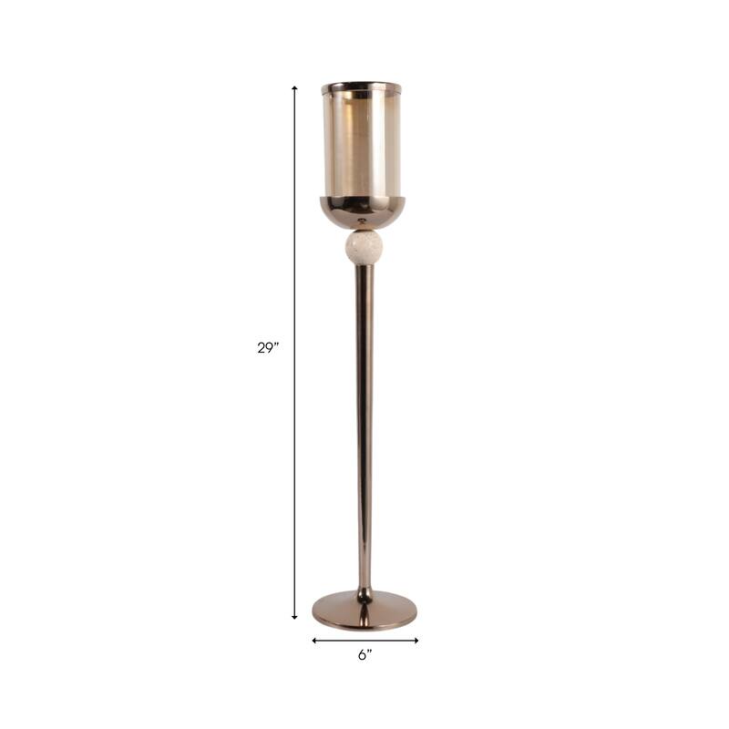 Metal Marble Floor Candle Holder Elegant Sculptural Hurricane