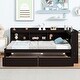 preview thumbnail 10 of 52, Full Bed with L-Shaped Bookcase and Storage Drawers, Space-Saving Design Twin Espresso