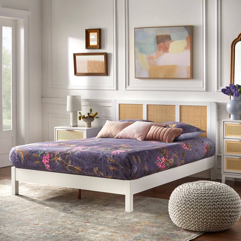 Lifestorey Larkin Mid-Century Queen Platform Bed - White