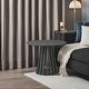 preview thumbnail 5 of 9, Black 31" Round Coffee Table Modern Mid-Century Wood Slatted Base - 19x20
