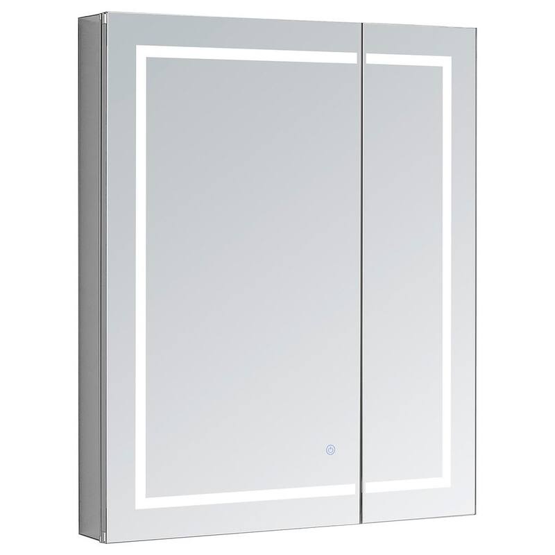 AQUADOM Royal Basic LED Medicine Cabinet, Defogger, 3X Vertically Adjustable Magnifying Mirror