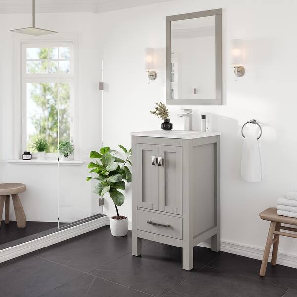 Eviva London 48 in. W x 18 in. D x 34 in. H Single Sink Freestanding Bath Vanity in Gray with White Carrara Quartz Top