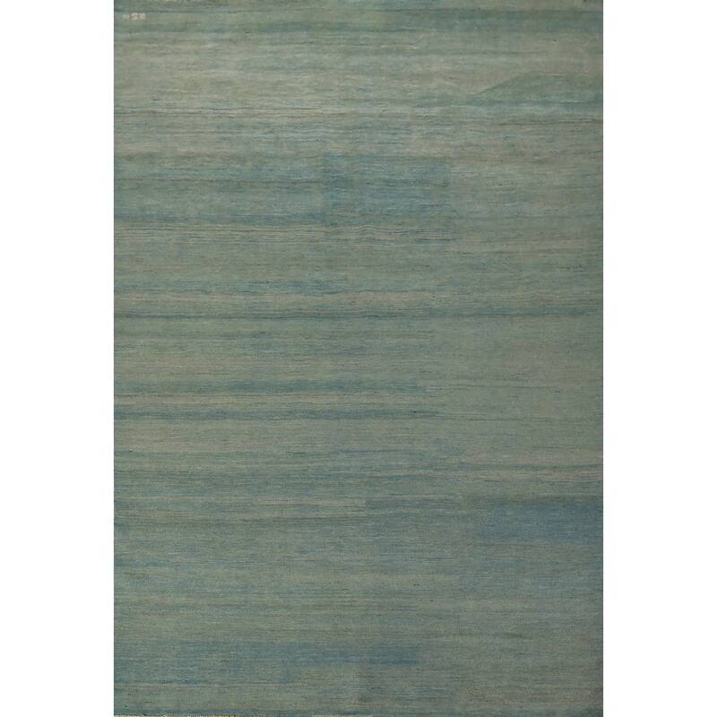 Oriental Green & Blue Modern Gabbeh Area Rug Handmade Wool Carpet - 6'6" x 9'9"
