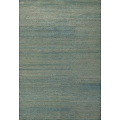 Oriental Green & Blue Modern Gabbeh Area Rug Handmade Wool Carpet - 6'6" x 9'9"