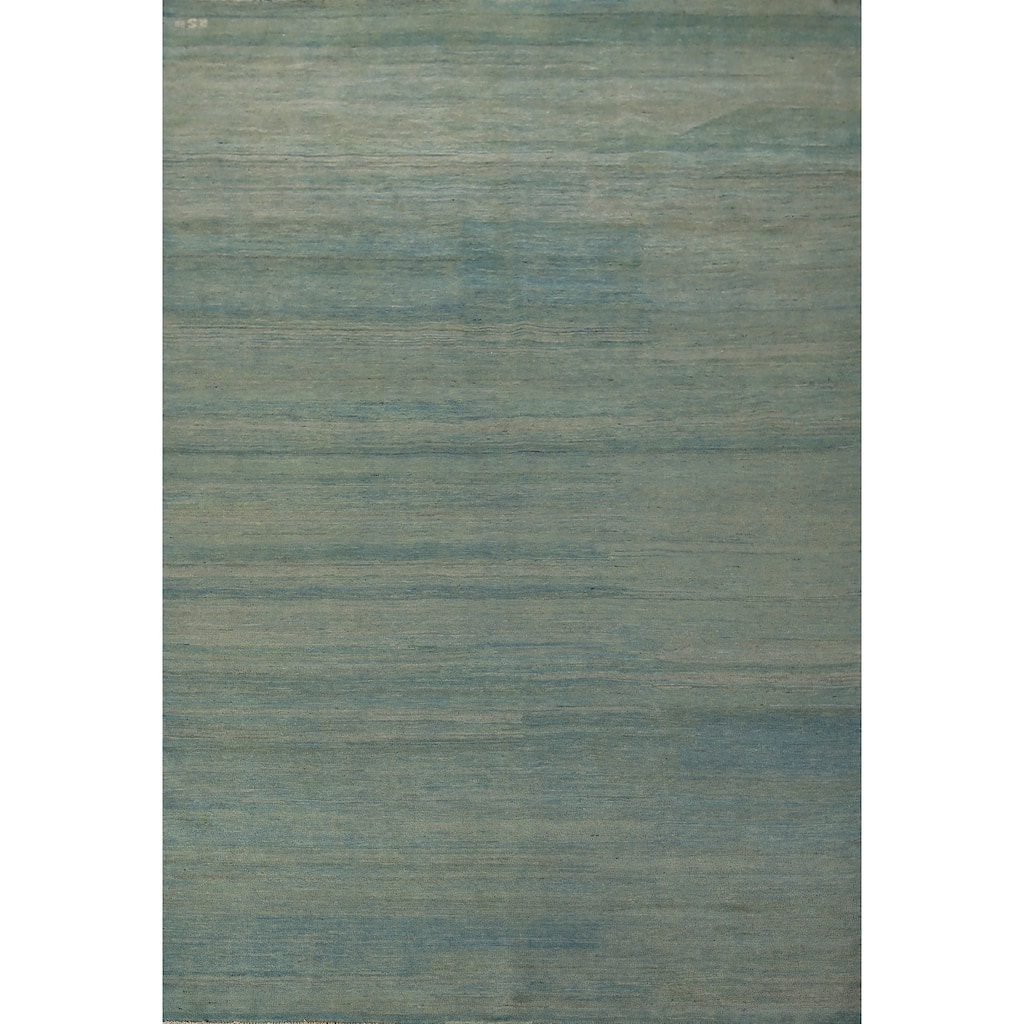 Oriental Green & Blue Modern Gabbeh Area Rug Handmade Wool Carpet - 6'6" x 9'9"