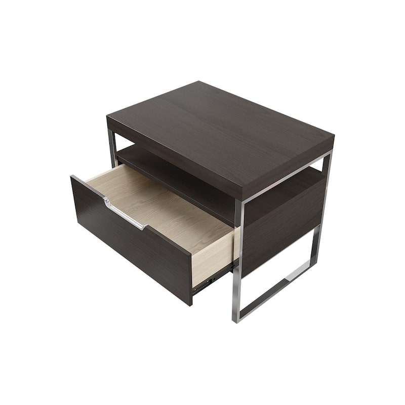 Vant Wooden Night Stand - Brown - Silver Leg