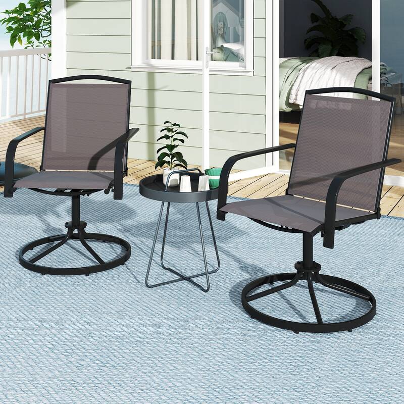 Gymax Patio Swivel Chairs Set of 4 w/ High Back & Round Metal Base for