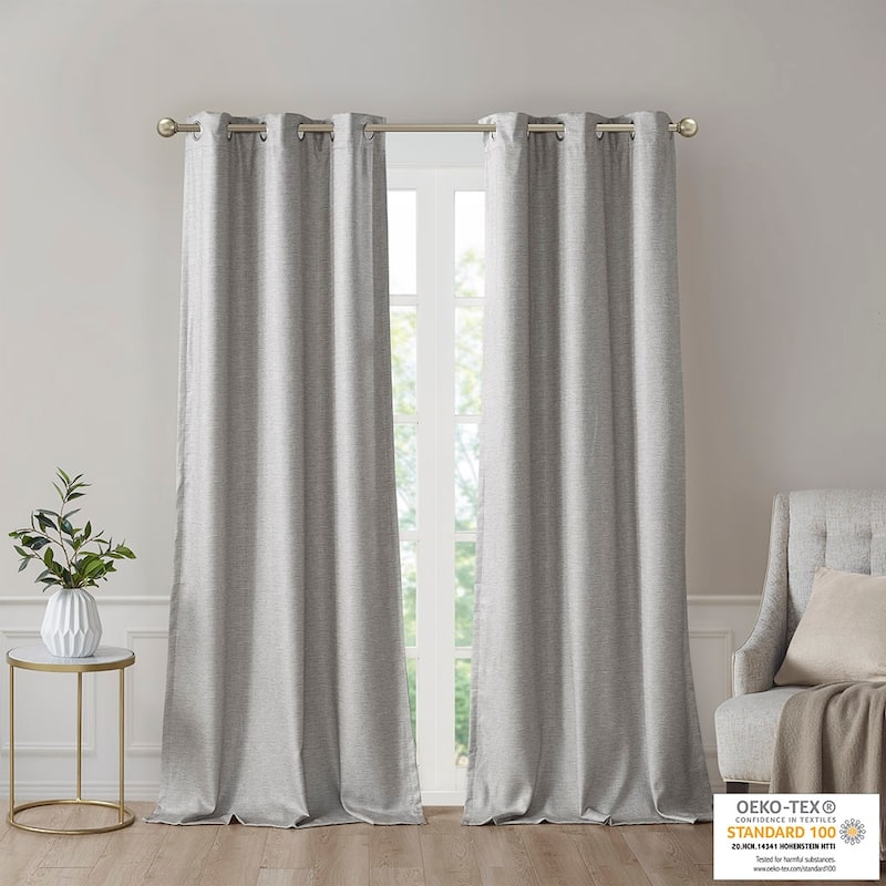 Tonal Printed Faux Silk Total Blackout Curtain Panel Pair(2 Pcs Window Panels)