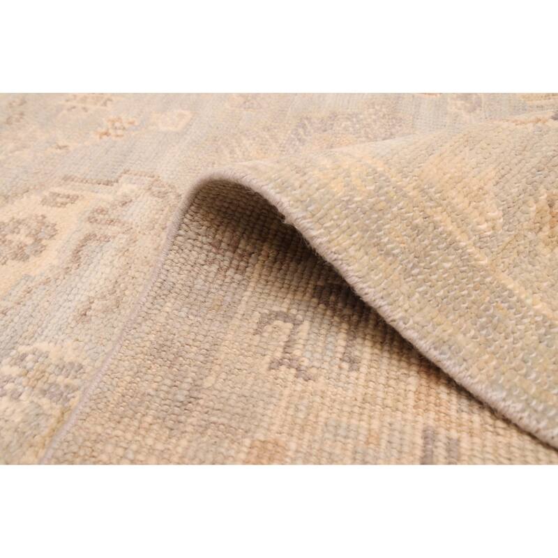 ECARPETGALLERY Hand-knotted Kavya Oushak Light Grey Wool Rug - 7'11 x 9'11