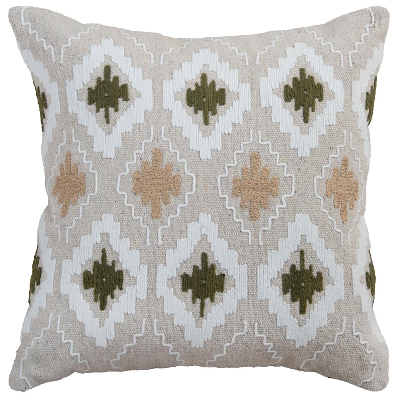 Rizzy Home Textured Ikat Diamond Throw Pillow - Green - Polyester