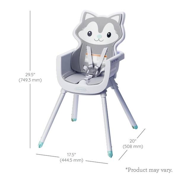 dimension image slide 4 of 5, 4-in-1 Convertible High Chair, Fox-Theme, Space-Saving Design, Booster and Toddler Chair for Infants & Toddlers 3M-36M