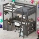 preview thumbnail 18 of 32, Full Size Loft Bed with U-shaped Desk,Drawers and Storage Shelves for Home Antique Brown