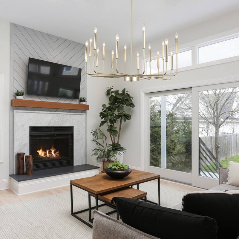 16-Light Metal Rustic Modern Candle Chandelier Fixturesfor Living Room Kitchen Foyer Bedroom