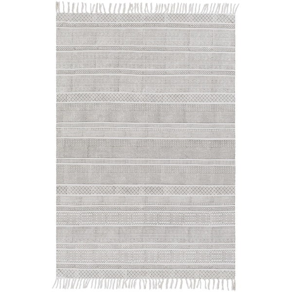 slide 2 of 8, Hand-Woven Charleigh Cotton Area Rug - 9' x 12' 9' x 12' - Light Grey