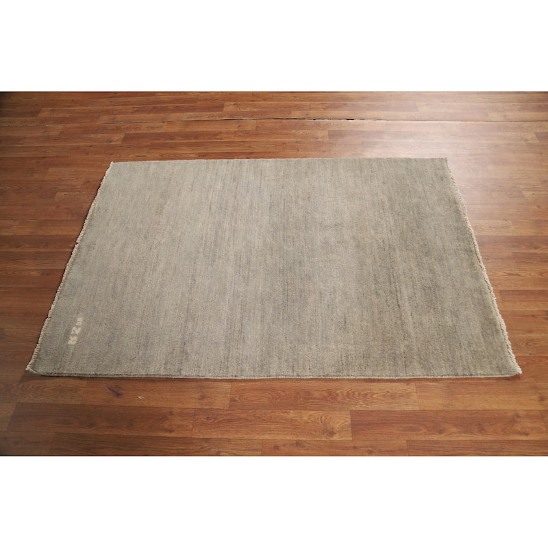 Modern Stripe Gabbeh Oriental Rug Handmade Wool Carpet - 3'4" x 4'10"