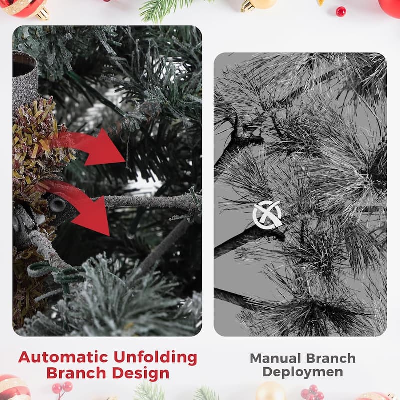7.5 Ft Pre-Lit Slim Aspen Fir Artificial Christmas Tree