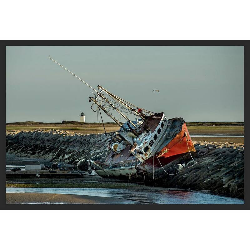 Grounded Boat After Dtorm Cape Cod Photography by Wayne Collamore Framed Poster