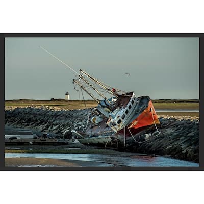 Grounded Boat After Dtorm Cape Cod Photography by Wayne Collamore Framed Poster