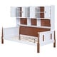 preview thumbnail 6 of 13, Twin Size Platform Bed with Multiple Storage Shelves and Walnut Accents, Solid Wood Frame, White+Walnut Finish