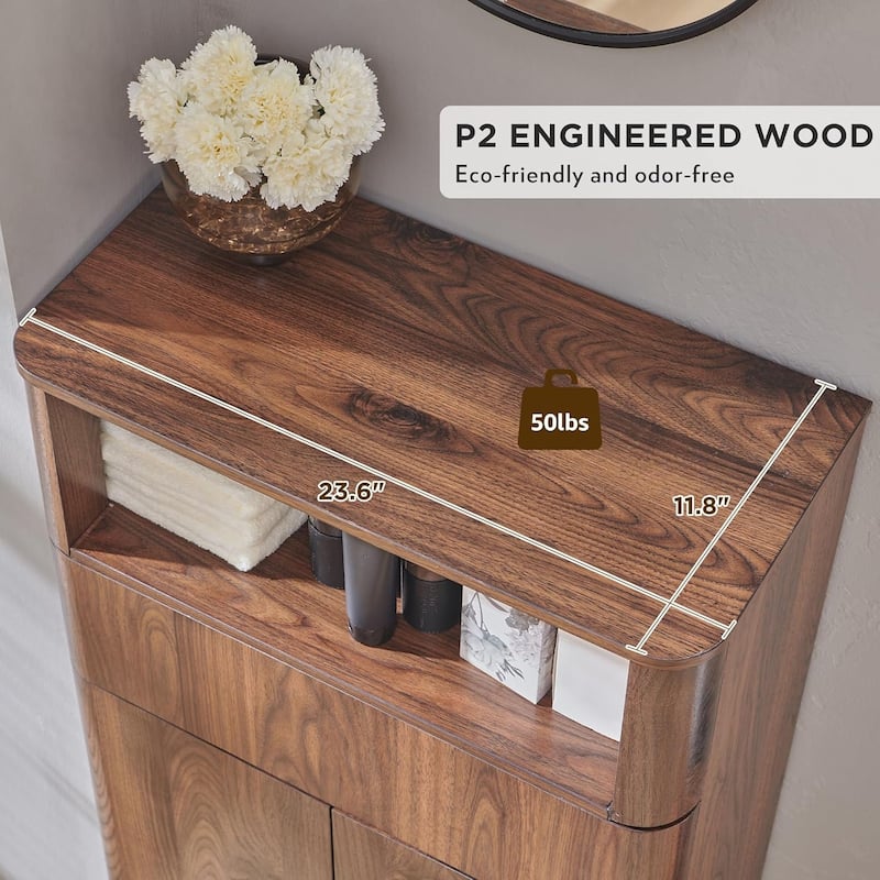 24" Modern Bathroom Storage Cabinet, Wide Cabinet For Living Room