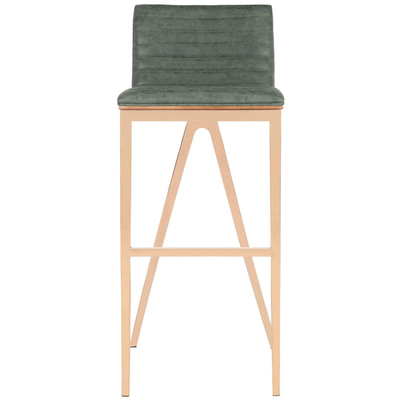 SAFAVIEH Barbla 28.3 Inch Ash Green/ Copper Bar Stool - 16.5" x 18" x 39" - 16.5" x 18" x 39" - 17Wx18Dx39H