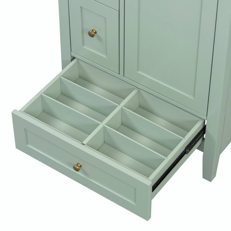 24-Inch Bathroom Vanity with Storage, Adjustable Shelf, Removable Dividers