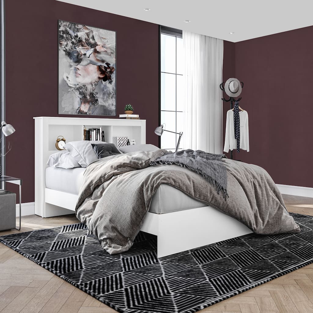 Polifurniture Madison Platform Bed with Bookcase Headboard