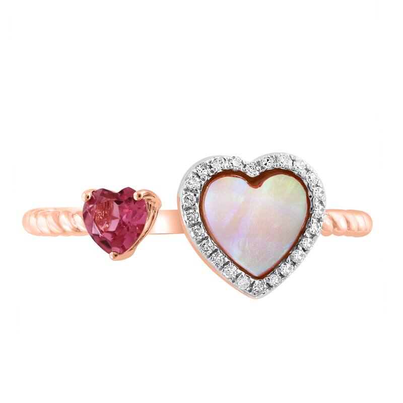 EFFY 14K Rose Gold Diamond, Pink Tourmaline, and Mother of Pearl Ring