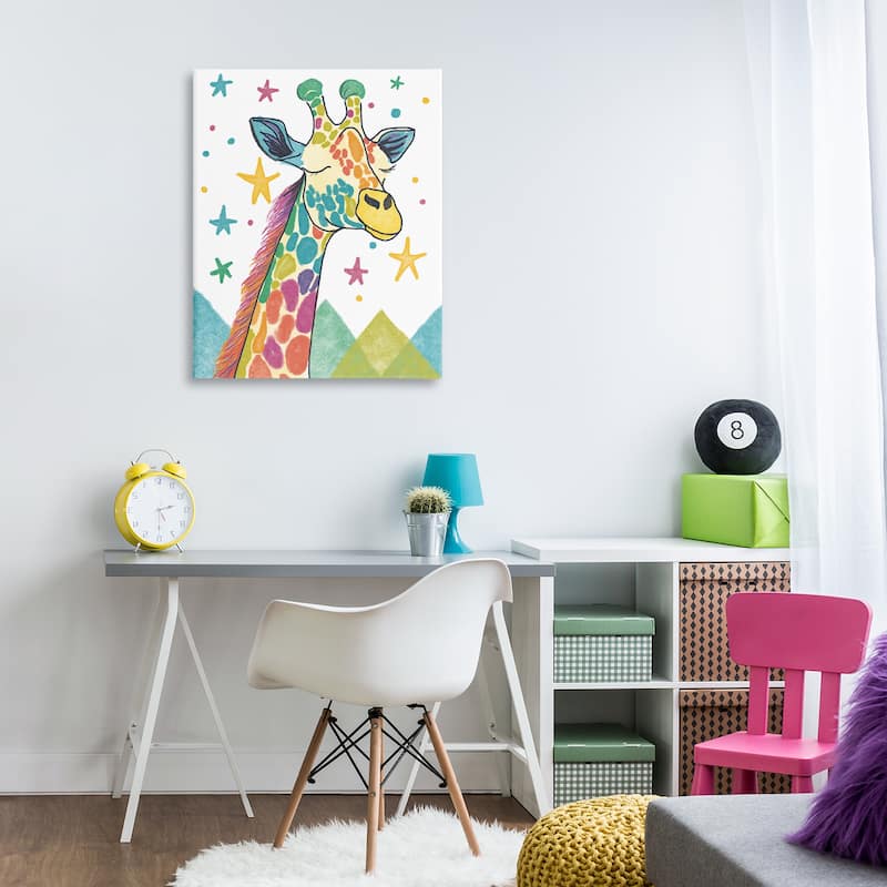 Stupell Whimsical Hued Giraffe & Stars Canvas Wall Art Design By Chen Alyesh