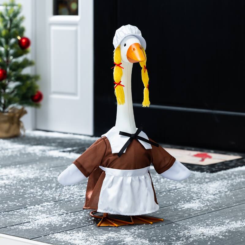 Porch Goose Outfit for Garden Statue - Harvest Pilgrim