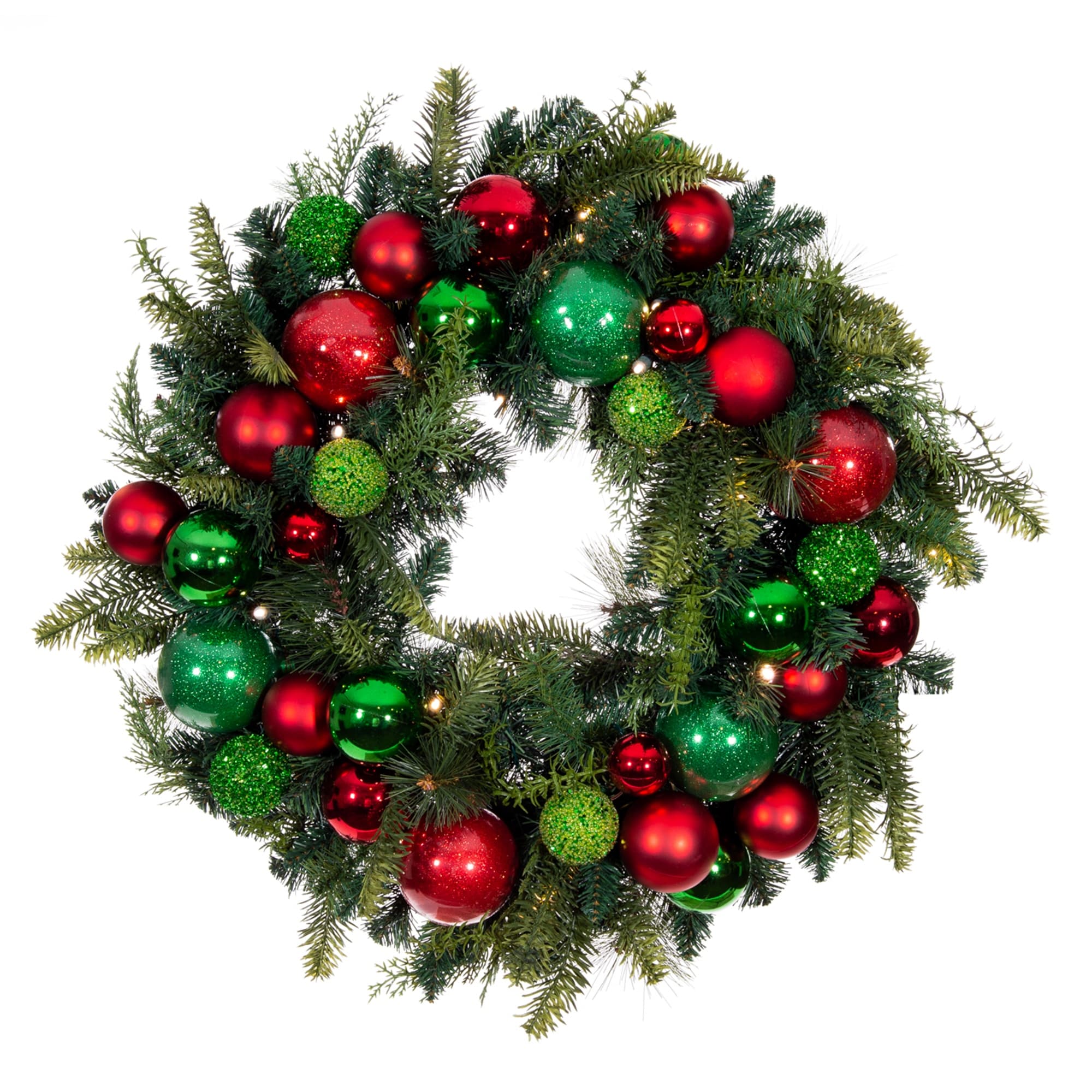 30 in. Lighted Christmas Wreath - Christmas Cheer - Red