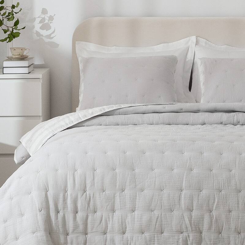 Wonderful Velvet 3 Piece Quilt Set - 22030 Grey - King
