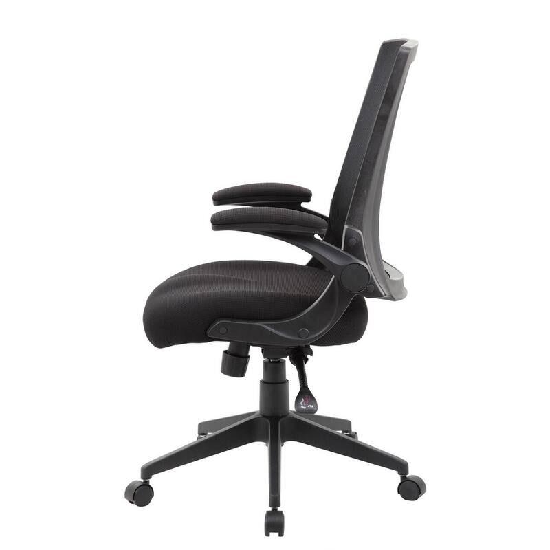 Boss Black Mesh Flip Arm Chair