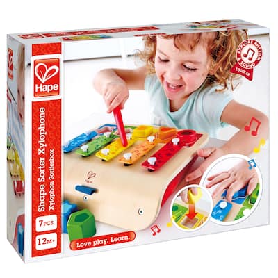 Hape: Shape Sorter Xylophone - Wooden Multifunctional Instrument Toy, 10mo+
