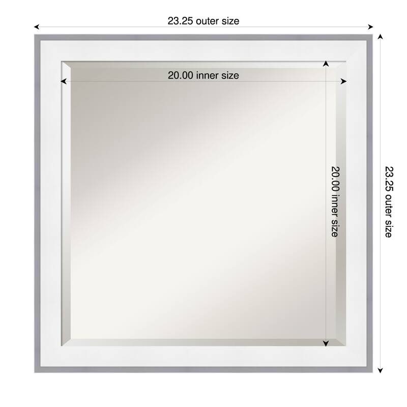 Maya Beveled Framed Wall Mirror - 23 x 23 in - Maya White Silver