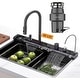 preview thumbnail 1 of 35, Lefton 304 Stainless Steel Waterfall Kitchen Sink Set with Pull-down Faucet KS2207 (Series) 33"x22" (with 1/2HP Garbage Disposal)