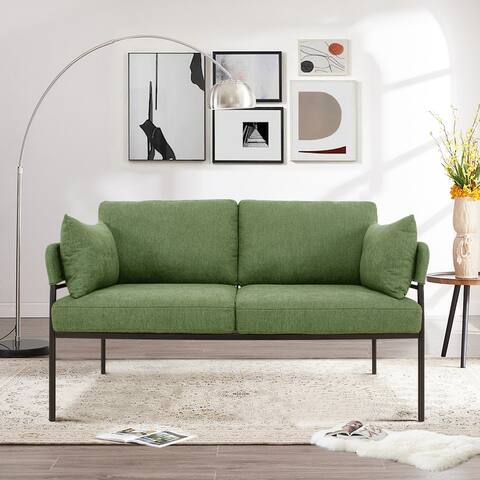 Nestfair Morden 2-Seater Linen Loveseat Sofa with Pillows