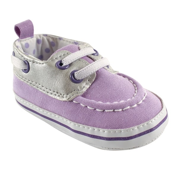 slide 1 of 1, Luvable Friends Baby Girl Crib Shoes, Lavender 0-6 Months - Lavender