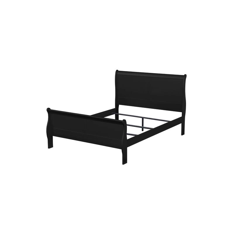 Transitional Solid Wood Bed with Veneers and Brass Hardware