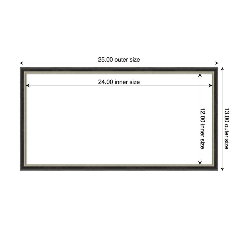 Amanti Art Theo Black Silver Narrow Framed Dry Erase Magnetic Board - 25 x 13 in - Theo Black Silver Narrow