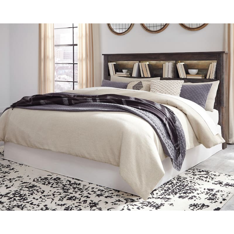 Drystan Rustic Brown Bookcase Headboard