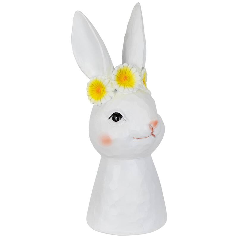 Easter Bunny Bust with Daisy Flower Crown - 9" - White