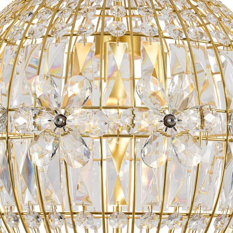 Luxe Bloom Beaded Round Sphere Crystal Pendant Entry Chandelier 18in