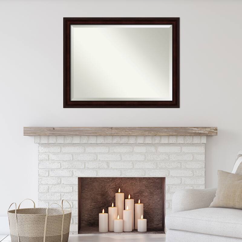 Beveled Wall Mirror - Coffee Bean Brown Frame - Coffee Bean Brown
