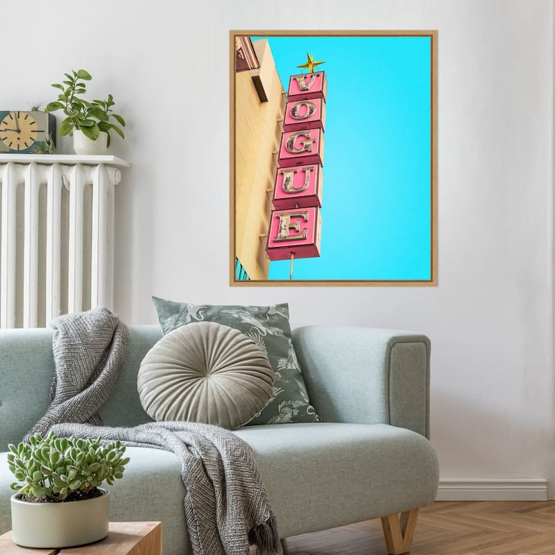 Vogue Theatre Sign in Hollywood by Tom Windeknecht Framed Canvas Wall Art Print - Sylvie Natural