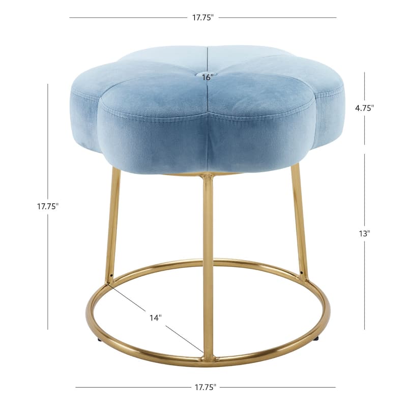 Floral Accent Vanity Stool - 17.75" - Blue and Gold