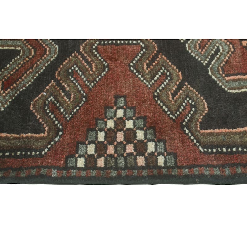 Fine Vintage Distressed Reuel Brown/Charcoal Runner - 2'10" x 10'0"